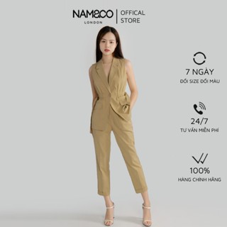 Set đồ nữ Namandco quần baggy, áo blazer sát nách có dây đai điều chỉnh đồ rộng chật NJ0156 NT0147