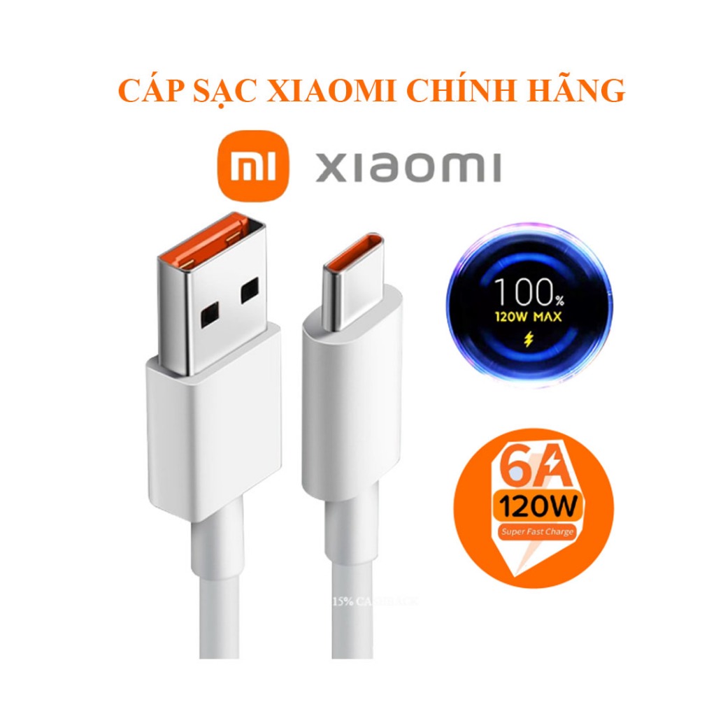 Cáp sạc Xiaomi chính hãng cho sạc 33w 22.5w 27w 67w 120w DYDX bảo hành