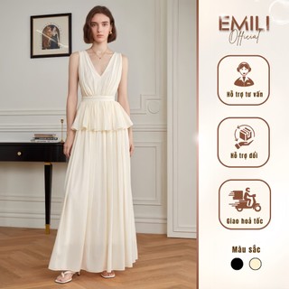 Đầm nữ dáng dài cổ V Emili đầm đi tiệc phong cách kiểu nữ [V269]