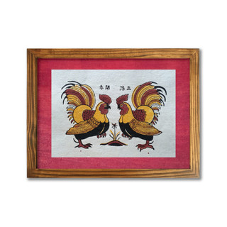 Tranh Đông Hồ Gà Tam dương khai thái khung kính mica 30x40 - chỉ giao hoả tốc Hà Nội