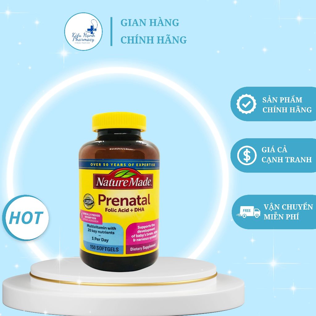 Vitamin Tổng Hợp Cho Mẹ Bầu Nature Made Prenatal Folic Acid + DHA 150 viên