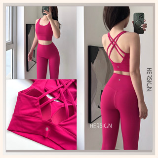 Bộ đồ tập yoga nữ Set tập gym Áo bra dây chéo quần legging cao cấp HERSIGN-SET141