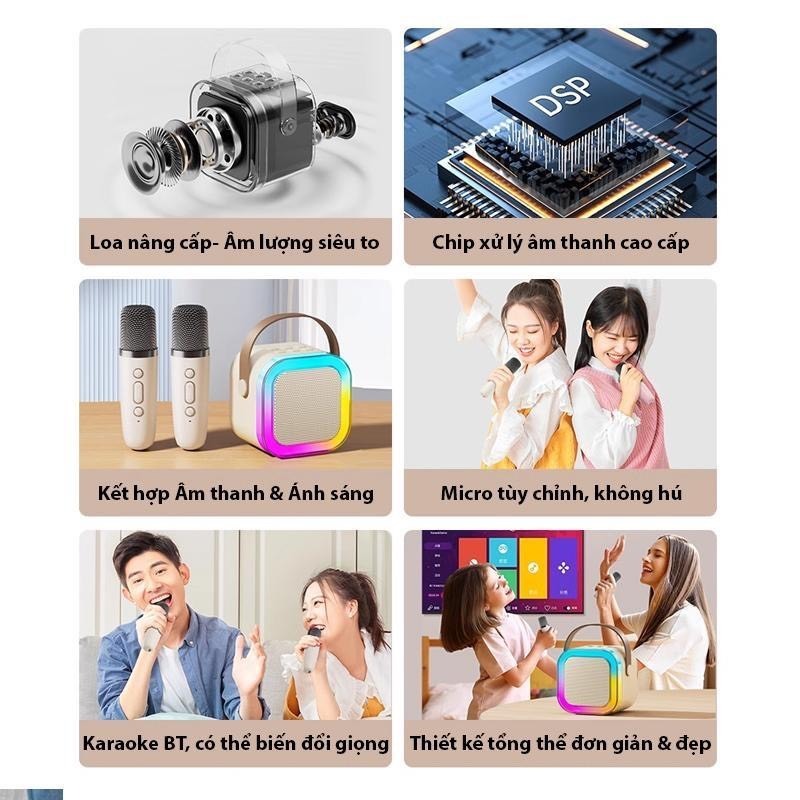 Bộ Loa Bluetooth + 2 Mic Không Dây Mini Hát Karaoke Tại Nhà K12, Có Thể Thay Đổi Giọng, Dễ Sử Dụng , BẢO HÀNH 12 THÁNG | BigBuy360 - bigbuy360.vn