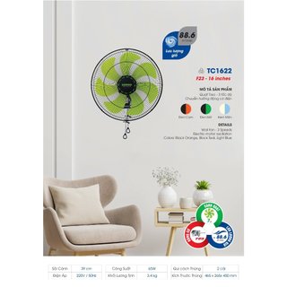 Quạt treo tường 2 dây senko tc1622 - hàng chính hãng