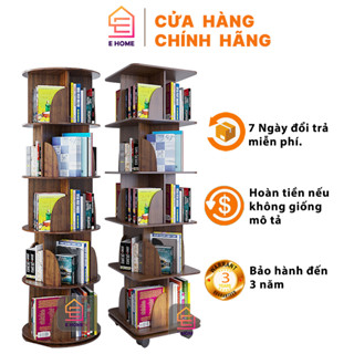 Kệ sách xoay 360, kệ tròn & kệ vuông màu gỗ óc chó bản giới hạn EHOME