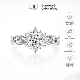 Nhẫn bạc đính Kim Cương cao cấp, chạm khắc tinh xảo, sáng lấp lánh là món quà cho phái đẹp | N962 JULI JEWELRY