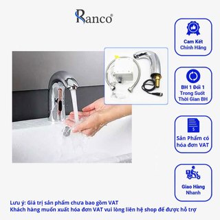 Vòi Chậu Rửa Tay Cảm Ứng Tự Động 1 Đường Lạnh RANCO Cảm Biến Ngang Thân Đồng Mạ Crom – R8459