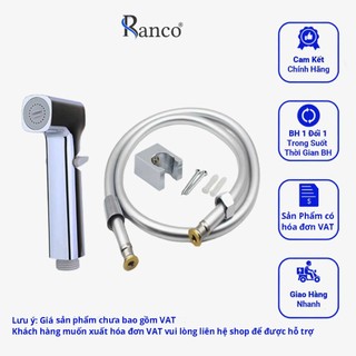 Bộ Vòi Xịt Vệ Sinh Cầm Tay RANCO, Đầu Xịt Cài Sịt Kèm Dây Xịt Nhựa ABS Cao Cấp 1,2m Lõi Đồng A0-63