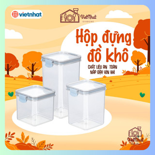 Bộ hộp đựng thực phẩm khô 700-1000-1500ml Việt Nhật cao cấp, Hộp đựng hạt và đồ khô các loại