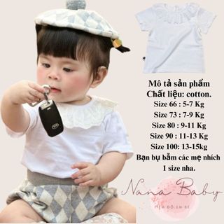 Áo thun cổ bèo tay ngắn cho bé Nana chất liệu cotton mềm mại dễ thương cho bé từ 5 - 15kg QA03