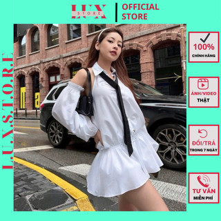 Set Váy Nữ - Bộ Váy Sơmi Hở Vai Đuôi Cá Kèm Cà Vạt Hottrend Mùa Hè 2024 Cho Các Nàng LUX STORE134