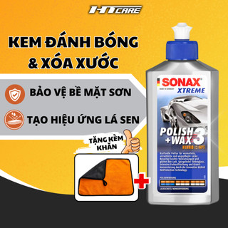 Kem đánh bóng xóa xước SONAX POLISH&WAX 3, làm bóng và bảo vệ bề mặt sơn hiệu quả tức thì HTMotocare