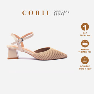 CORII - Giày Sandal Cao Gót Bít Mũi Gót Vuông 4cm BST The Grace Thời Trang và Thoải Mái Nhất - CR6TN42 Kem