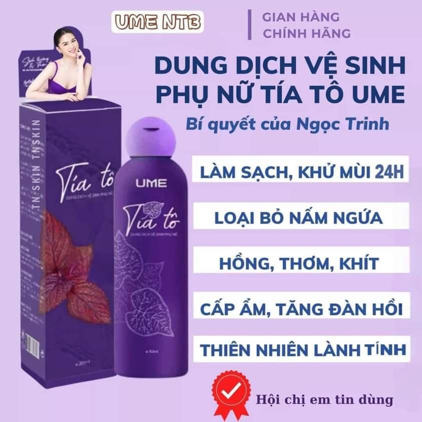 Dung dịch vệ sinh phụ nữ Tía Tô UME Ngọc Trinh ngừa nấm, se khít vùng kín, khử mùi chai 150 mL
