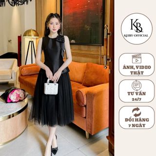 Váy Công Sở Áo Tafta Liền Chân Váy Lưới KEIBY Thanh Lịch, Nhẹ Nhàng KS04