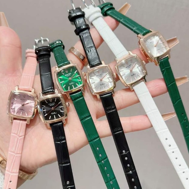 Đồng Hồ Đeo Tay Nữ Rolex Dây Da Thanh Lịch 28mm, Đồng Hồ Nữ Thạch Anh Rolex Sang Trọng