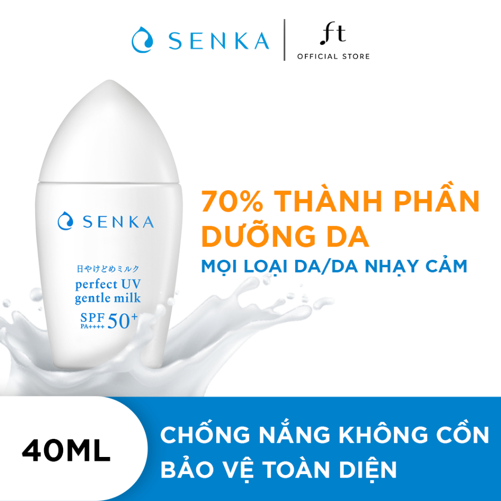 MUA 1 TẶNG 1 Sữa chống nắng cho da nhạy cảm Senka Perfect UV Gentle Milk A