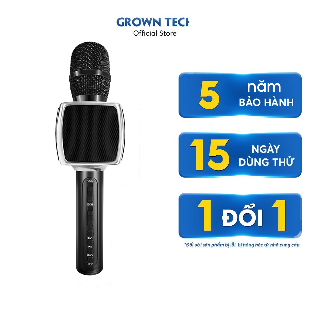 Micro karaoke bluetooth mini cầm tay GrownTech SD 16 đa năng âm thanh chuẩn âm bass to kết nối blutooth