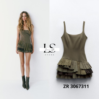 Váy đầm playsuit xếp ly TQXK màu xanh quân đội mẫu mới 2024 cá tính năng động thời trang hot trend | Order