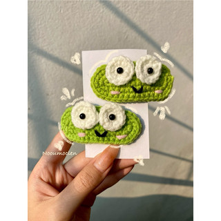 Kẹp tóc len handmade chú ếch xanh