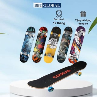 [Tặng túi đựng+Bộ dụng cụ] Ván trượt thể thao Skateboard bằng gỗ chính hãng Cougar MH3108 9 lớp cao cấp chắc chắn