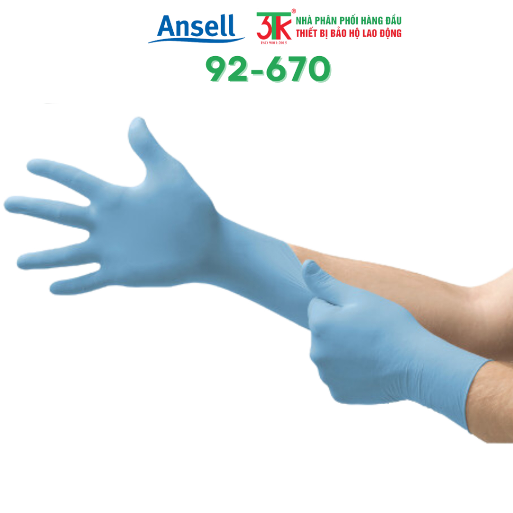  Ansell 92-670 chính hãng Găng tay cao su chống hóa chất, găng dai, ôm tay, găng tay thực phẩm, y tế