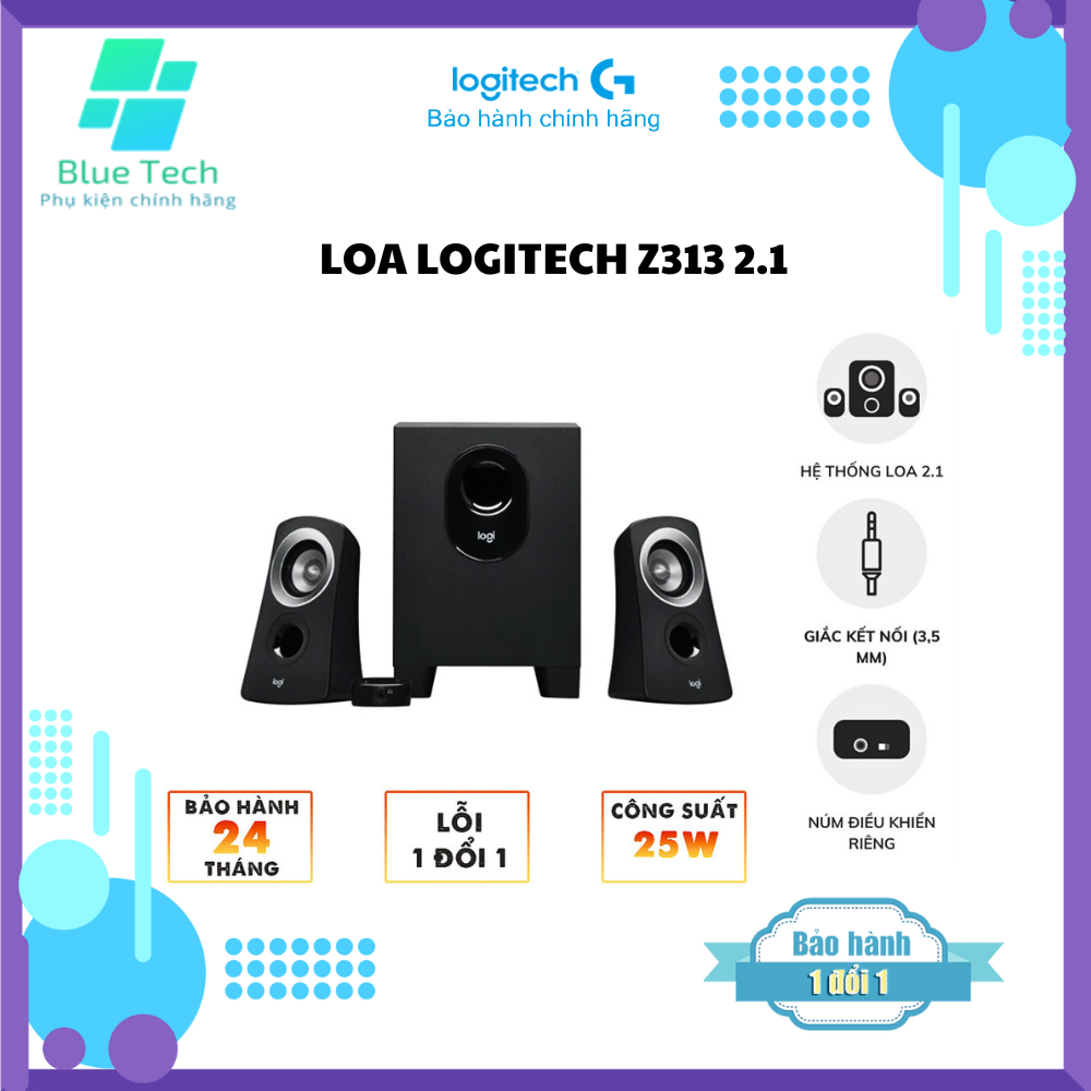 Loa vi tính cao cấp 2.1 Logitech Z313 - Bảo Hành Chính Hãng 24 Tháng [Lỗi 1 đổi 1]