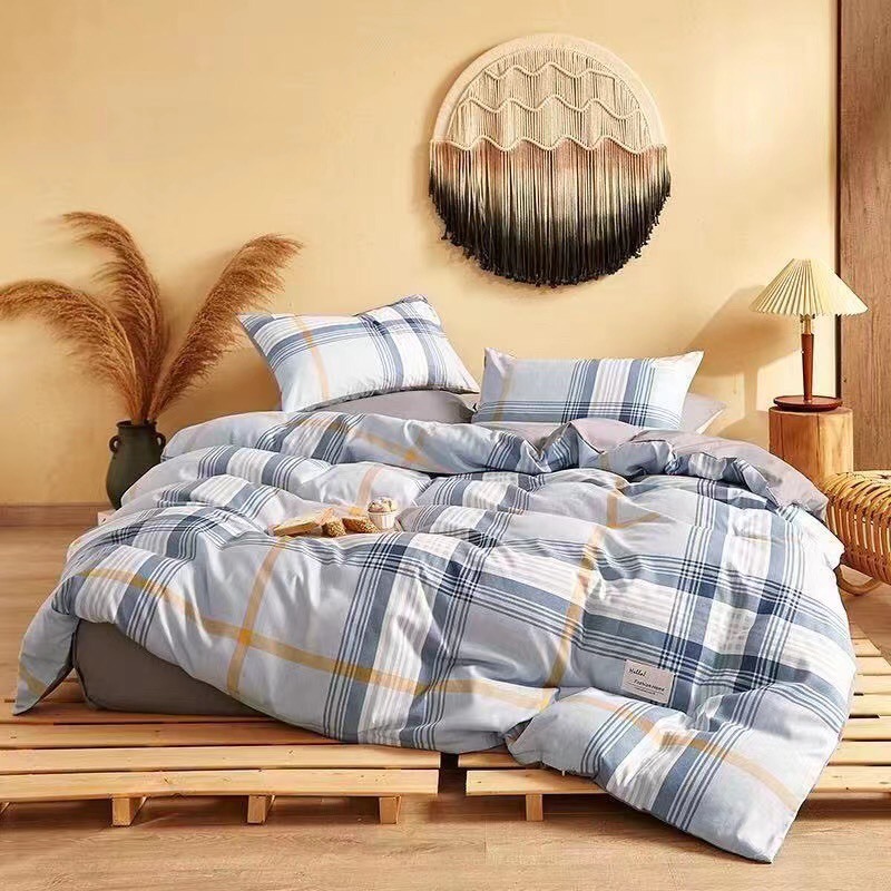 Bộ vỏ chăn ga giường cotton tici kẻ cotton đũi kẻ dày decor phòng ngủ vintage đủ mọi cỡ nệm được chọn màu