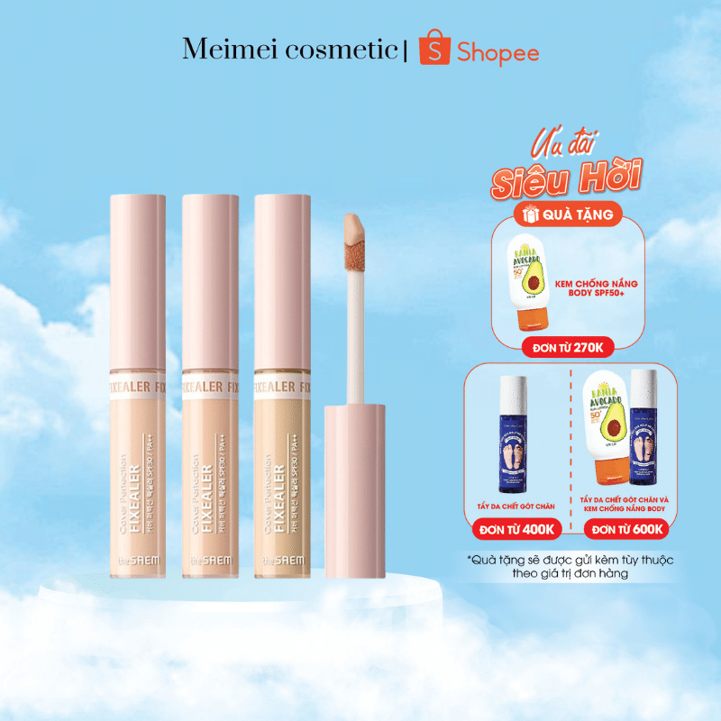 Kem Che Khuyết Điểm Lâu Trôi The Saem Cover Perfection Fixealer Bản Mới Nhất