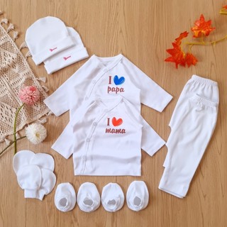 Combo 2 bộ sơ sinh mom+ dad bunny bao gồm nón vớ