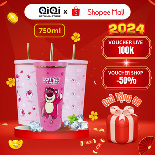 Ly Giữ Nhiệt Gấu Dâu METIS LOTSO, Cốc Giữ Nhiệt Dung Tích 750ML Chất Liệu Inox 304 Tặng Kèm Ống Hút Và Cọ Vệ Sinh