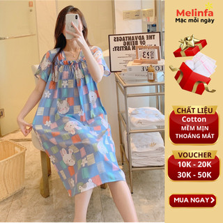 Váy đầm ngủ, ngắn tay, mặc nhà hàng ngày, chất vải Cotton lụa tự nhiên mềm mại thoáng mát, váy mặc mùa hè mã VAV0366