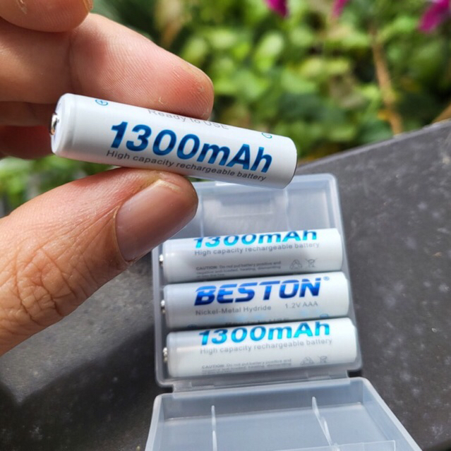 Vỉ 4 Pin đũa sạc AAA Beston Tặng kèm hộp đựng Pin 3A Sạc lại nhiều lần bỏ điều…