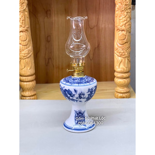Đèn dầu thờ men lam