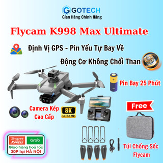 Máy Bay Flycam Mini K998 Max, Play Camera Kép 8k GPS Tự Bay Về, Cảm Biến Chống Va Chạm, Động Cơ Không Chổi Than Siêu Bền