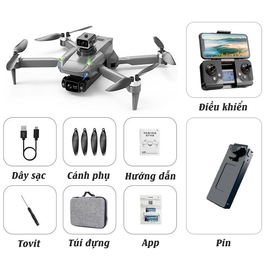 Máy Bay Flycam Mini K998 Max, Play Camera Kép 8k GPS Tự Bay Về, Cảm Biến Chống Va Chạm, Động Cơ Không Chổi Than Siêu Bền | BigBuy360 - bigbuy360.vn