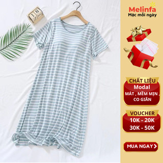 Váy đầm ngủ ngắn tay, dáng suông, mặc nhà có đệm ngực vải Modal (gỗ Sồi) mềm mại thoáng mát, váy bầu mùa hè mã VAV0104