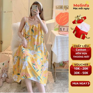 Váy đầm ngủ hai dây, mặc nhà hàng ngày vải Cotton lanh lụa mềm mịn mát lạnh, đầm lanh, áo ngủ mùa hè bigsize mã VAV0275