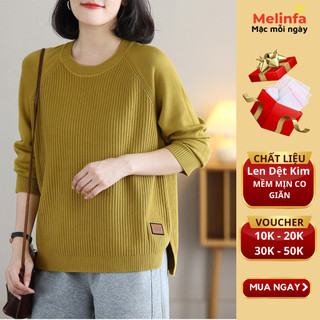 Áo len nữ cổ tròn suông dáng thụng chất len mềm mịn kiểu dáng basic thanh lịch mã VAA0488