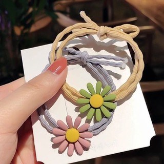 Set 10 Dây Thun Cột Tóc Hoa Cúc Handmade (giao màu ngẫu nhiên)