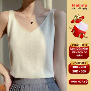 Áo len ba lỗ nữ cổ V gợi cảm trẻ trung chất len mềm min co giãn mã VAA0305