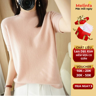 Áo len mongtoghi nữ cổ 3 phân ngắn tay hiện đại trẻ trung len dệt kim mềm mịn co giãn dán mã VAA0485