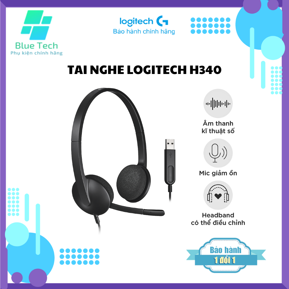Tai nghe Logitech H340, Âm thanh kĩ thuật số, Mic khử tiếng ồn - Bảo hành 24 tháng chính hãng