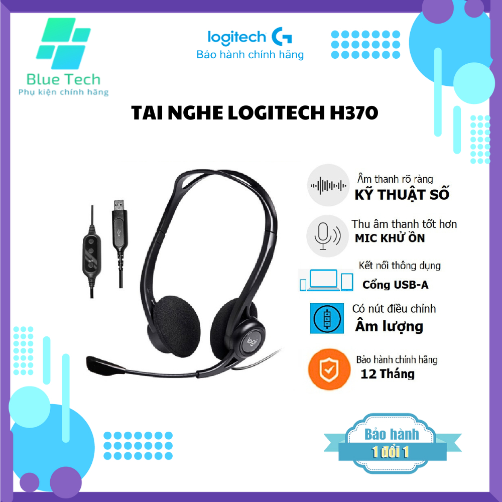 Tai nghe Logitech H370 âm thanh kỹ thuật số, mic khử ồn - Bảo Hành Chính Hãng 12 Tháng [Lỗi 1 đổi 1]