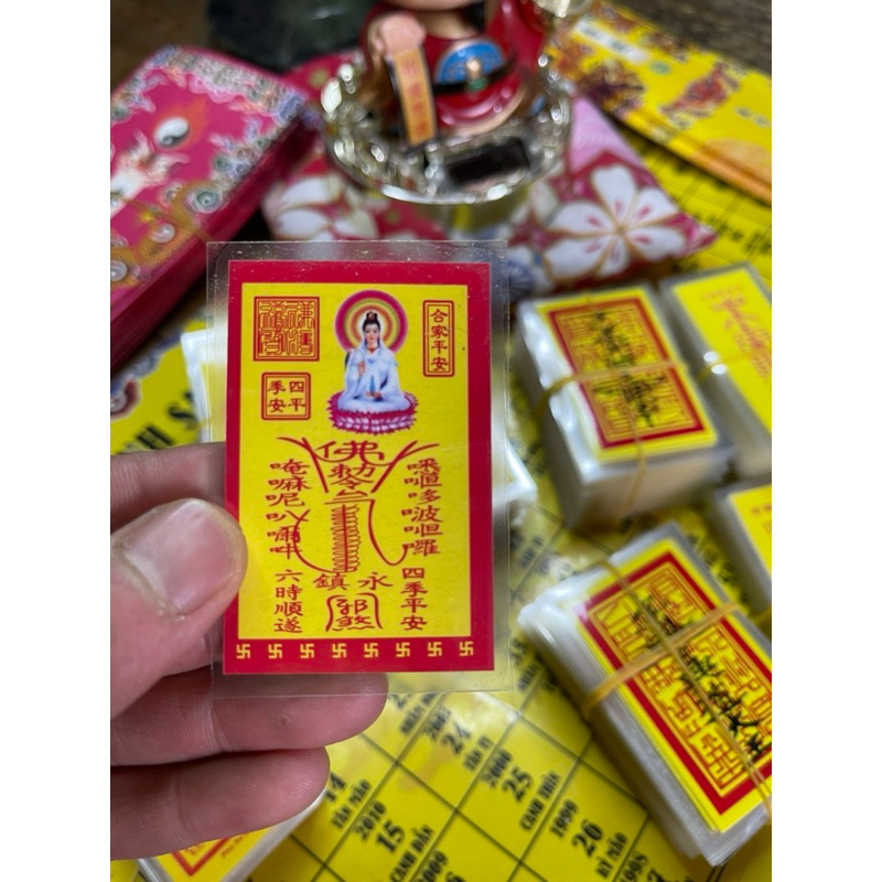 phù Phật Bà Quan Âm, may mắn bình an ép plastic