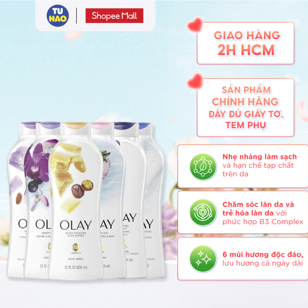 Sữa tắm Olay dưỡng da, thơm mát lưu hương 650ml - Từ Hảo