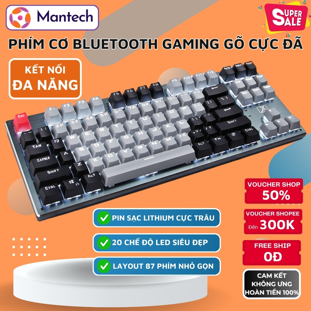 Bàn Phím Cơ Không Dây K950 Khung Kim Loại Bluetooth 5.0 LED Pro 3 Mode Trục Cơ Blue Switch Gõ CỰc Đã