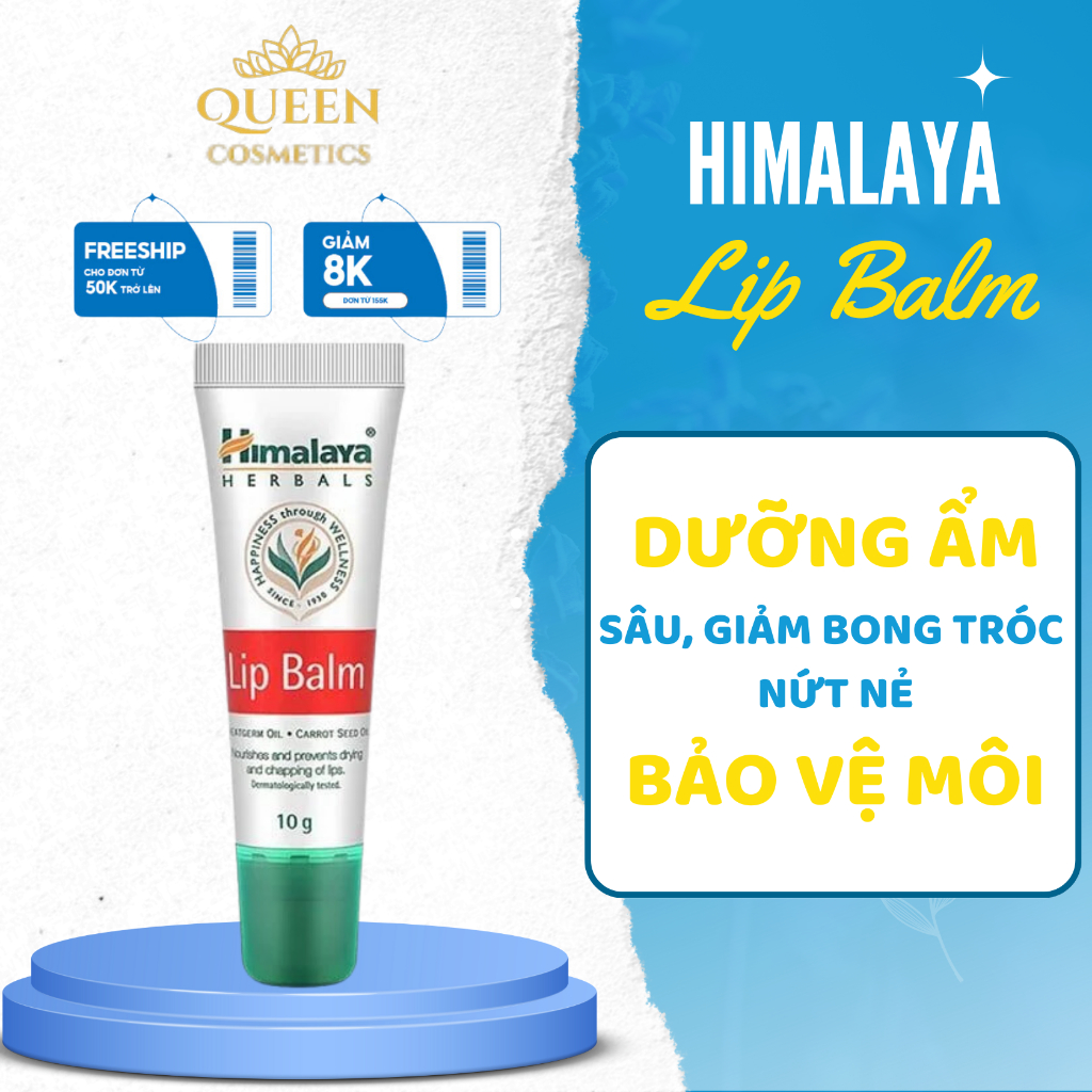 Son Dưỡng Môi Himalaya Lip Balm 10G Chiết Xuất Cà Rốt Và Mầm Lúa Mạch Giúp Môi Mềm Mịn Ấn Độ| Queen Cosmetics