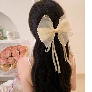 Kẹp tóc nơ ruy băng bản to chất liệu voan mơ mộng NT653