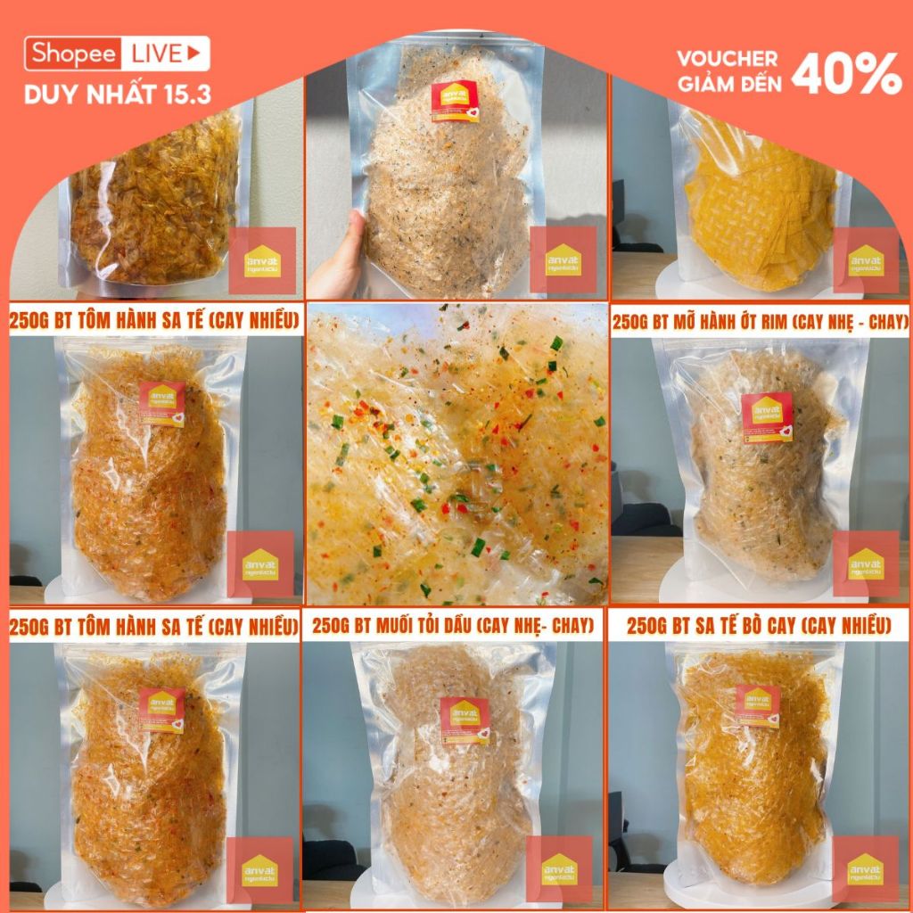 GÓI 250G - BÁNH TRÁNG TÂY NINH TRỘN SẴN ĐỦ HƯƠNG VỊ (tỏi dầu, sa tế bò, tôm, sợi xike, rong biển, mỡ hành...)